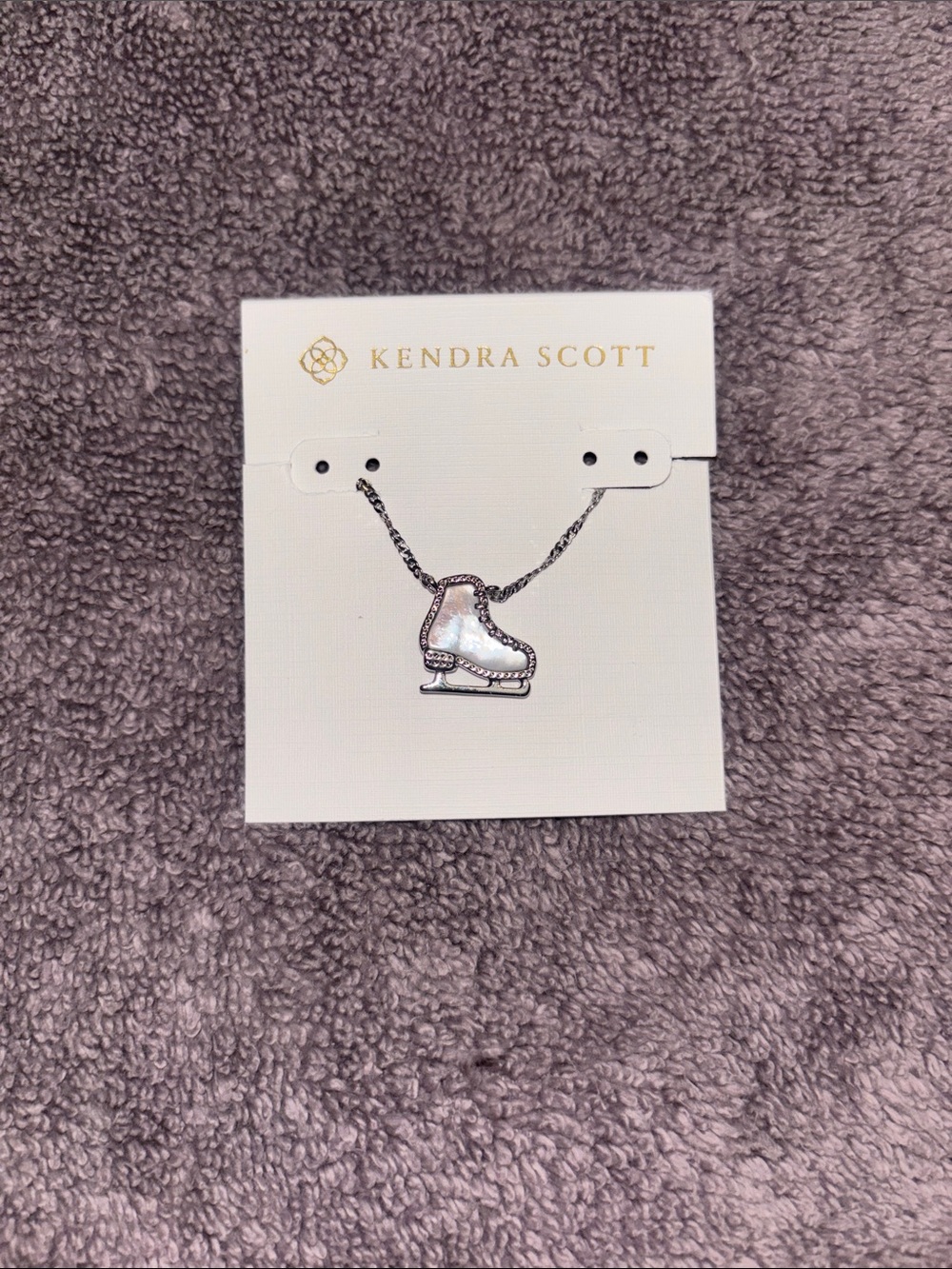 Kendra Scott Silver Ice Skate Pendant Necklace with Pearlized Center